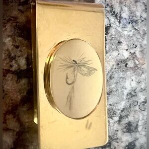 Barlow Vintage Goldtone Fly Fishing Money Clip